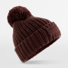 Toasty Patch Beanie winter hat - B329:Walnut, 100% polyester, patch: 100% cotton, One Size